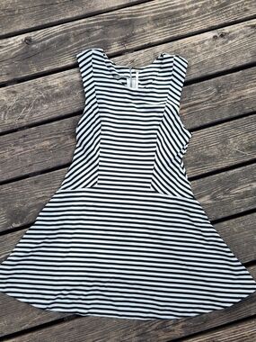 Free People Black and White Striped Fit & Flare Mini Dress